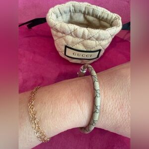Gucci Patterned Bracelet with Gold Chain